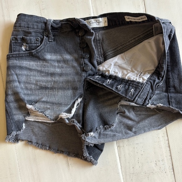 Jessica Simpson High Waist Distressed Gray Shorts - Picture 1 of 3